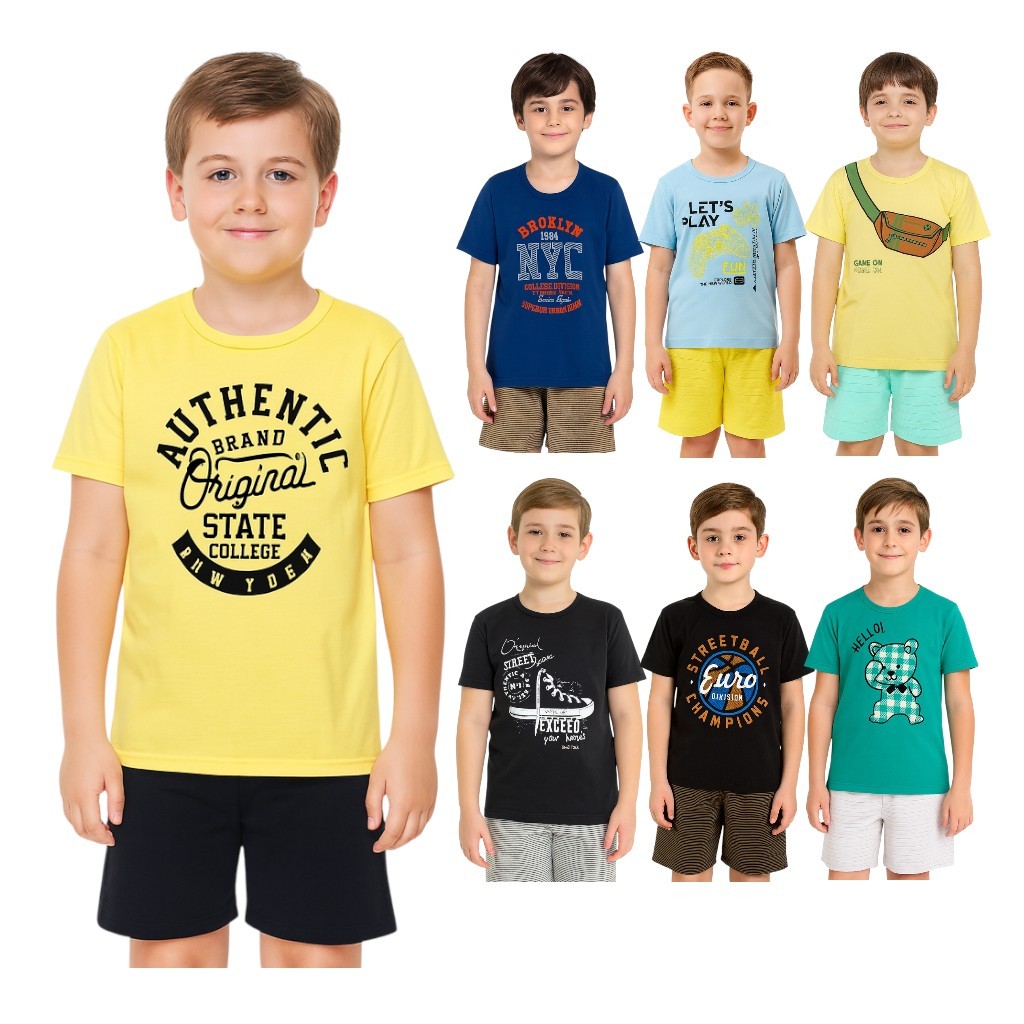 Kit 10 Peças Roupa Infantil Menino 5 Bermudas + 5 Camisetas Conjunto Verão Infantil Masculino