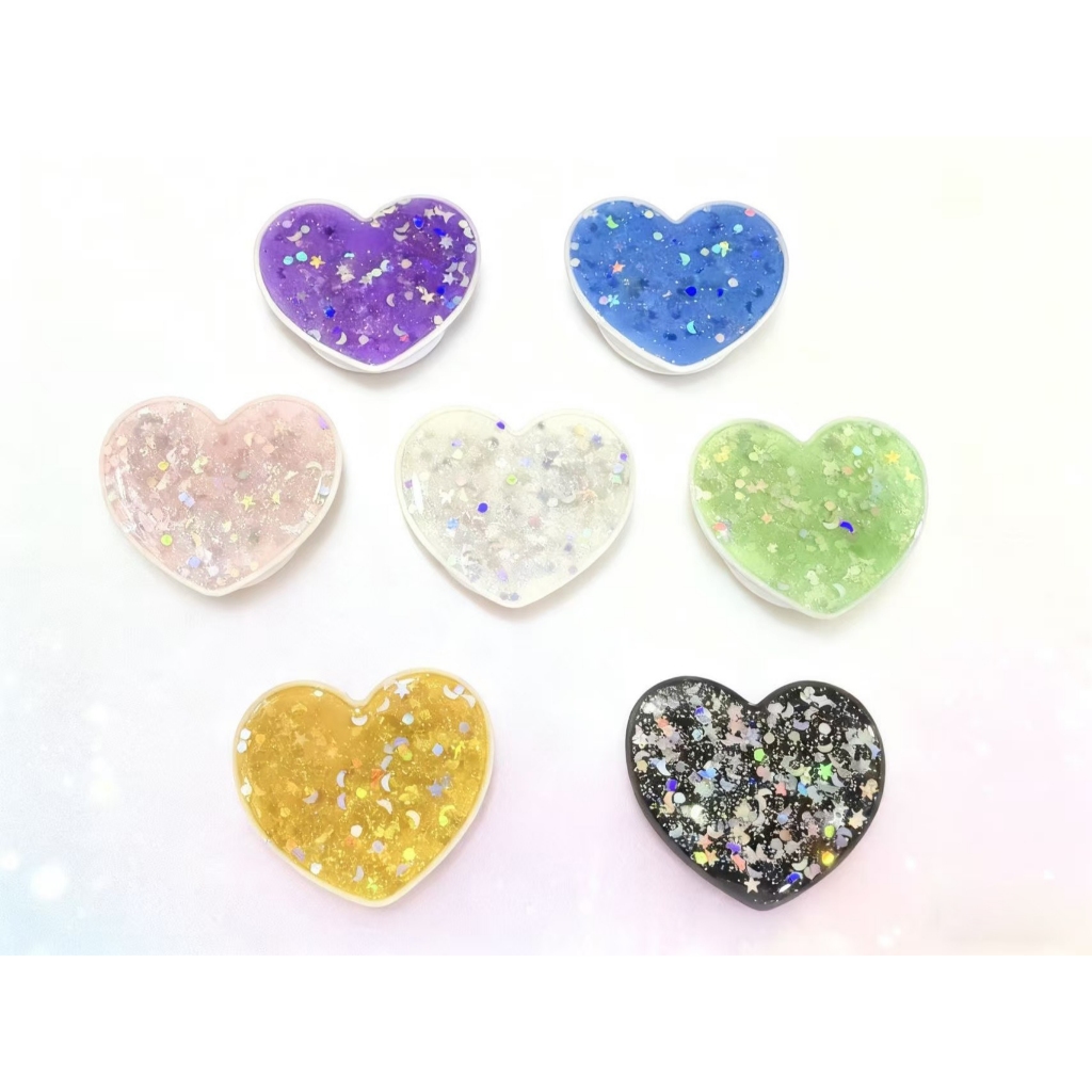 Pop Suporte Lindos de Coração Com Glitter brilho Dedo E Bancada Para Celular Capinha e Magnética Space Transparente