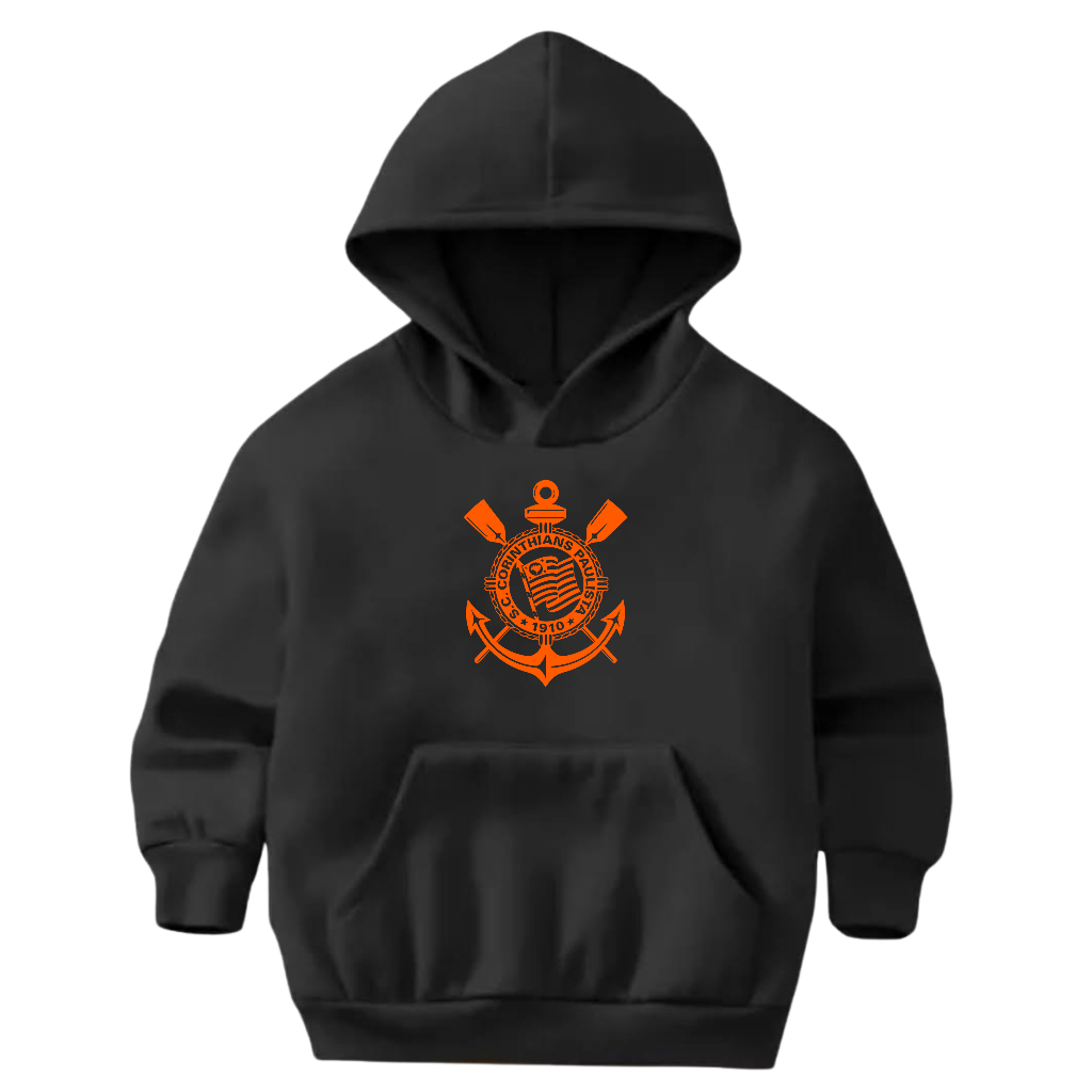 Moletom Infantil Corinthians Flanelado Canguru Blusa Quentinha Casaco Treino Total 90 Estampado Time