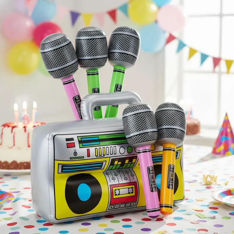 Escolha Rádio | Microfone | Guitarra Inflável Colorido Festa Decoração