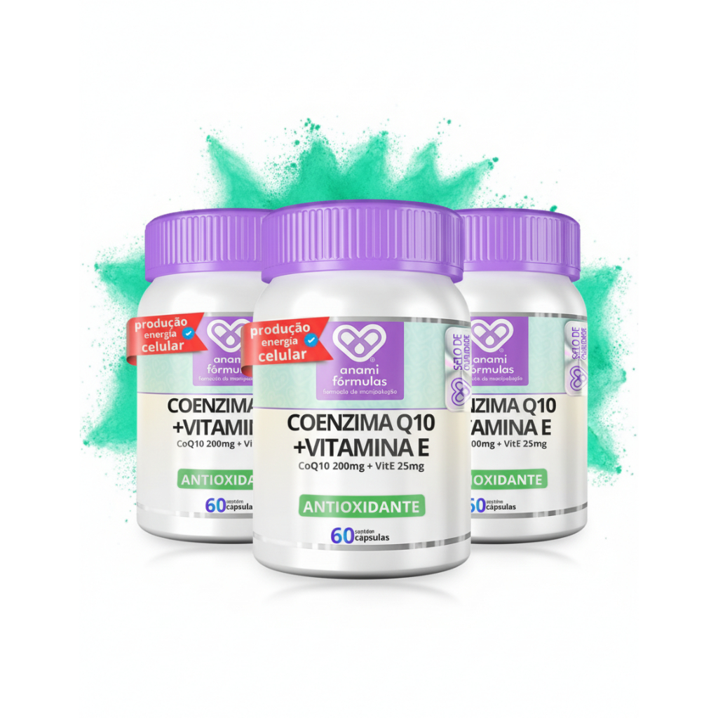 Kit 3x Coenzima Q10 200mg Vitamina E 25mg c/60 cápsulas e 180 cápsulas no total