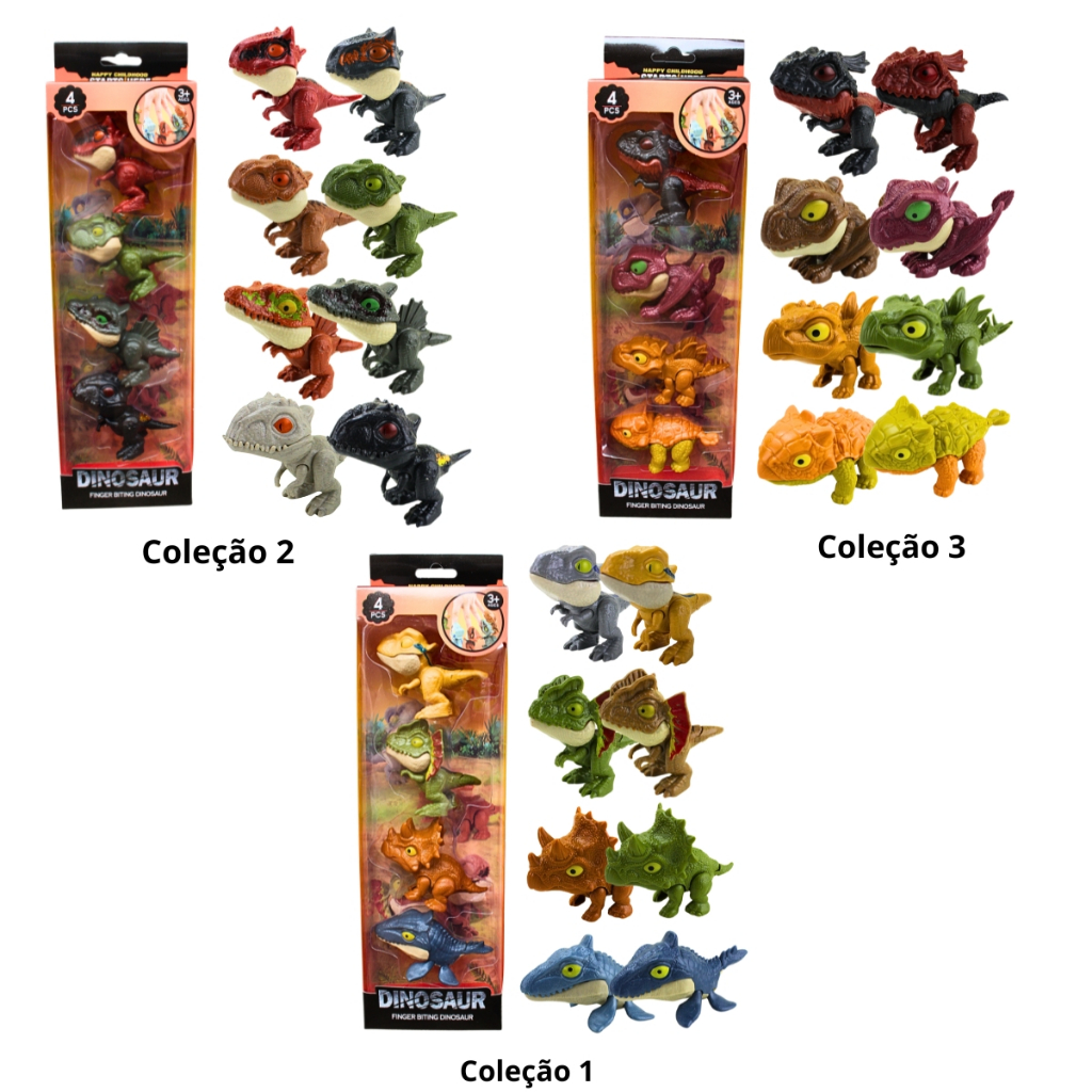 Kit Mini Bebê Dinossauro Morde Dedo Articulado Finger Biting Dinosaur Coleção 4/8/12 em Oferta na Shopee