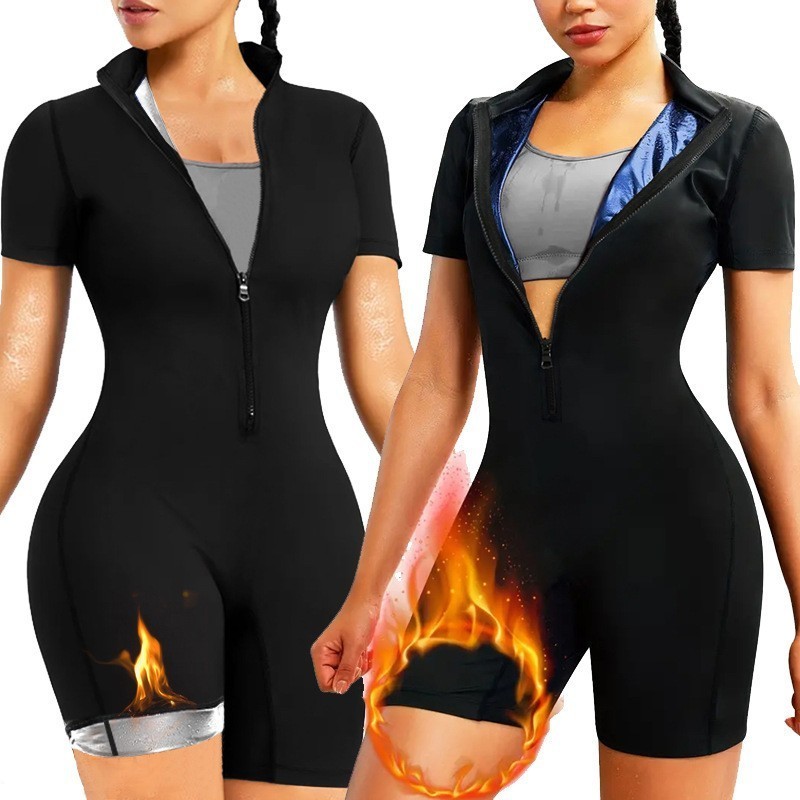 Macacão Modelador Sauna Comprime Queima Gordura Abdômen Reduz Medidas Efeito Levanta Bumbum Body Shaper em Oferta na Shopee
