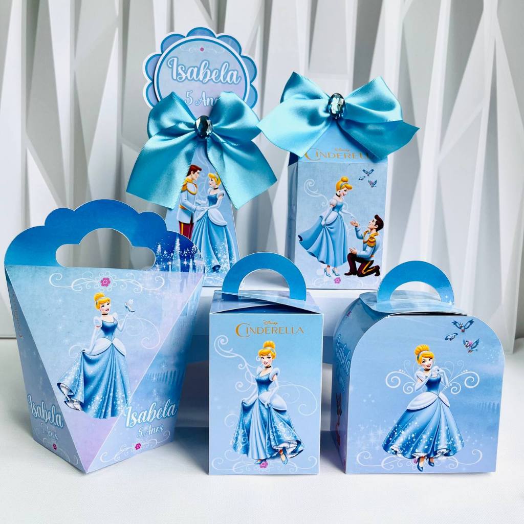 Kit Caixas Cinderela Personalizada | Lembrancinha de Festa Aniversário Cinderela