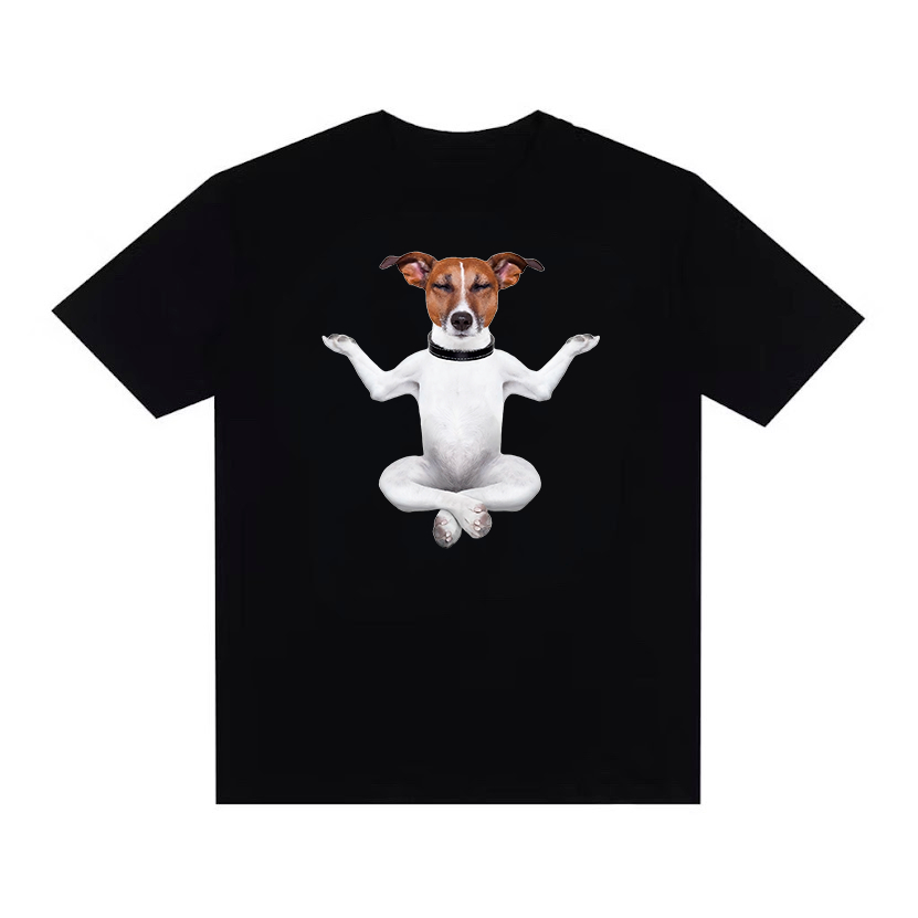 Camiseta Streetwear Oversized Over Estampada Estilosa Meme Cachorro Dog Meditando Farmando Aura Y2K Largo Gótico