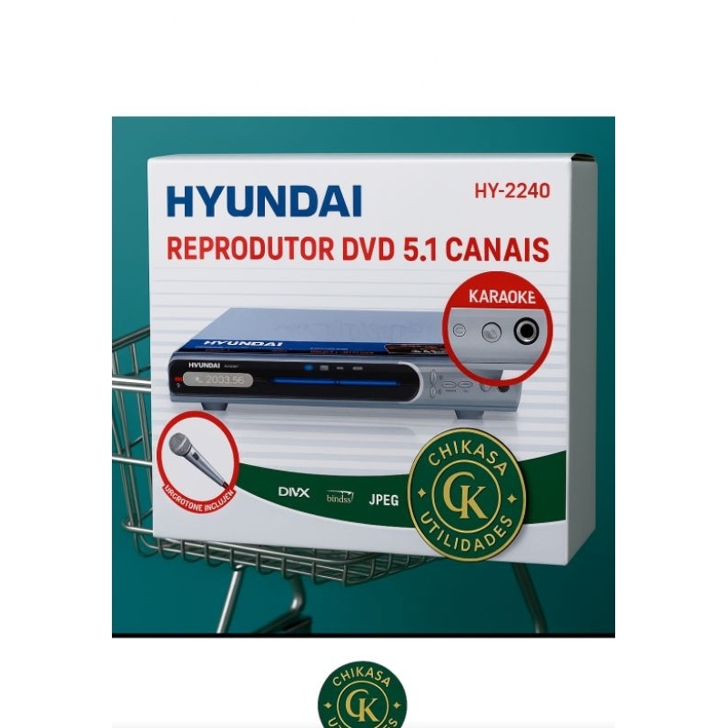 DVD Player Hyundai 5.1 Canais Som Surround com Função Karaokê + Microfone envio imediato