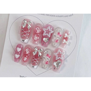 Kit de 12 Unhas Postiças Realistas Hello Kitty 💅🐱 — perfeitas para quem ama praticidade e fofura! Fácil de aplicar em Oferta na Shopee