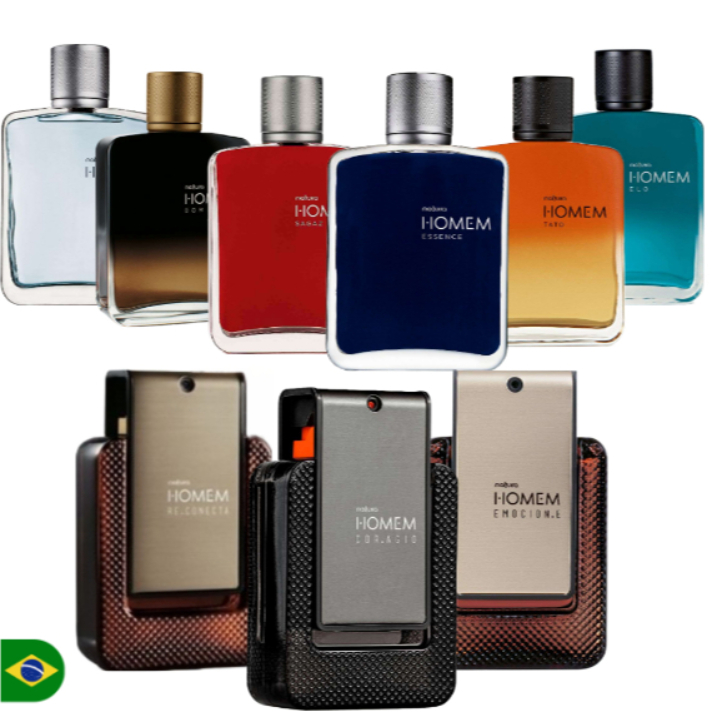 Natura Homem Deo Colônia e Deo Parfum - Tradicional, Nós, Sagaz, Essence, Coragio, Evolutio.