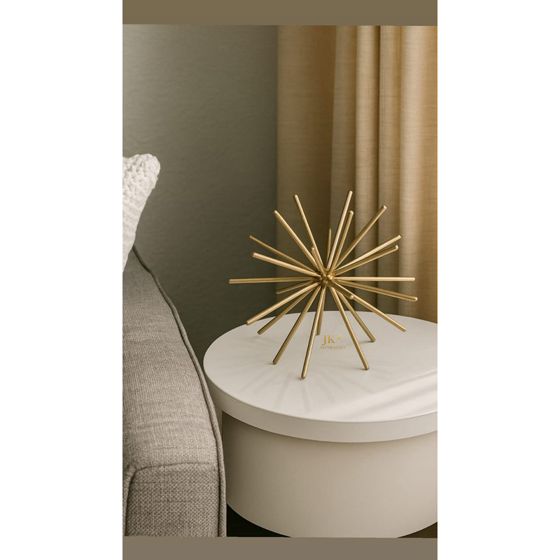 Enfeite Decorativo Ouriço em Metal – Escultura Moderna para Sala, Escritório e Mesa