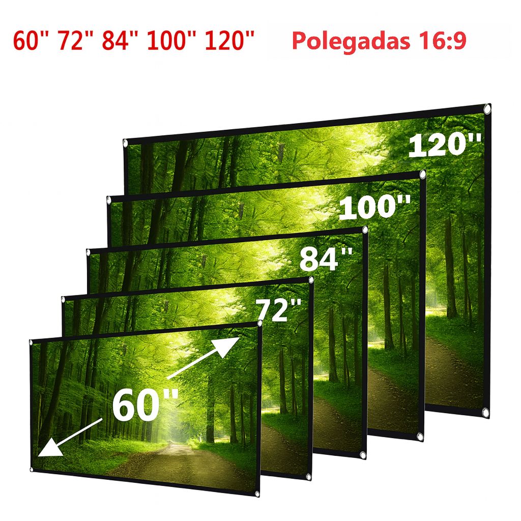 Telão de Projeção Matte White – 60” 72” 84” 100” 120” | Ideal p/ Projetores Full HD e 4K