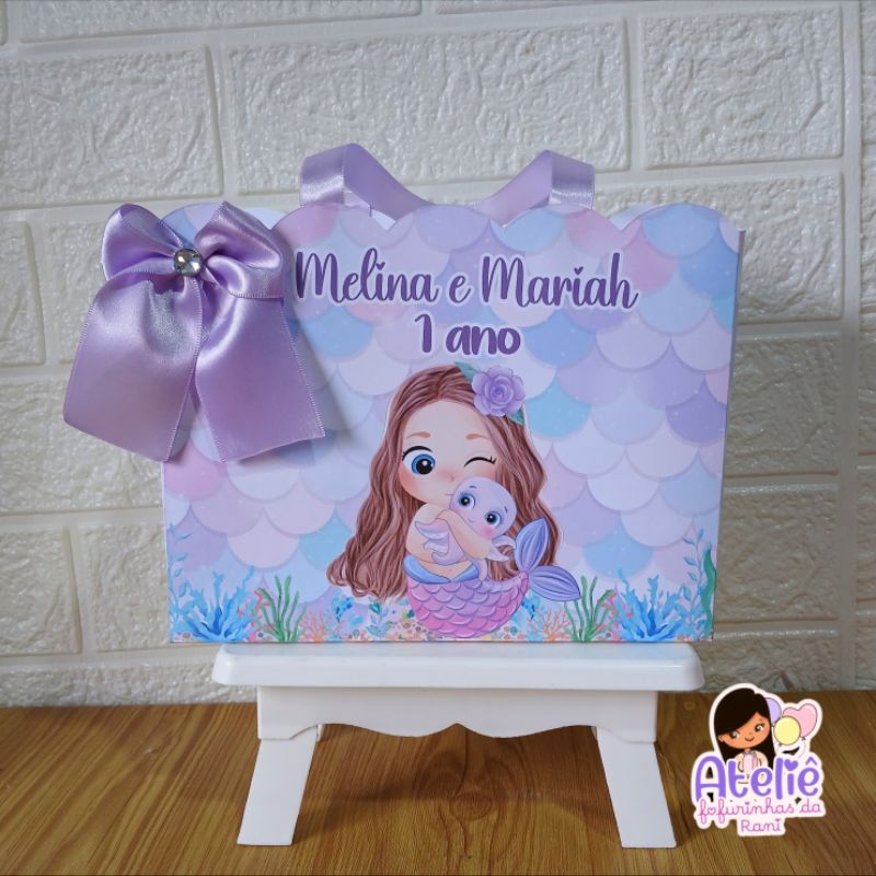 Sacolinha personalizada Sereia cute Fundo do mar Sacolinha surpresa Lembrancinha festa infantil