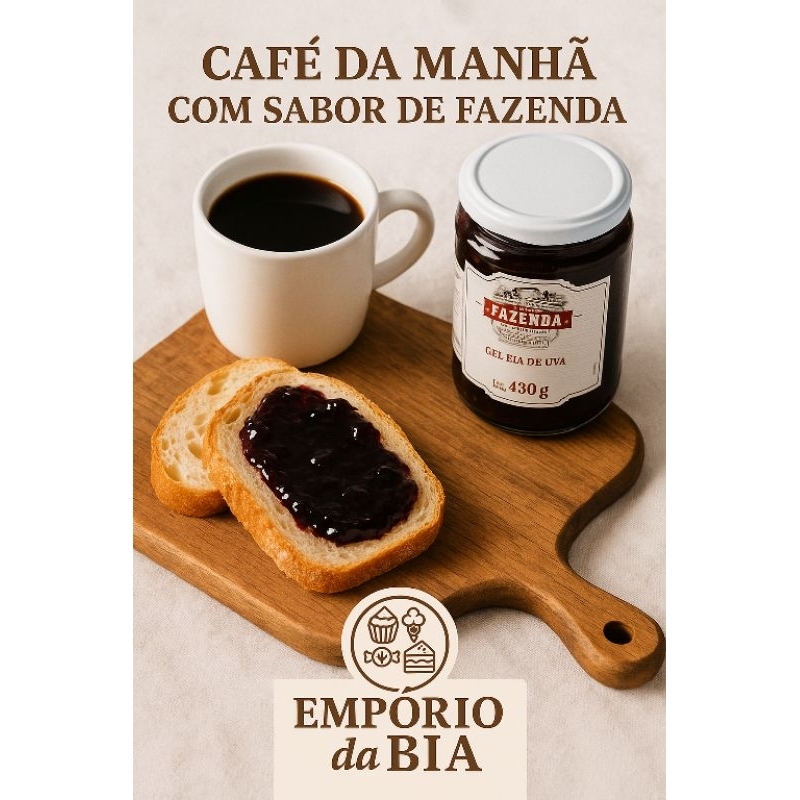 Geleia de frutas pote grande morango, uva, amora e goiaba 420 gramas em Oferta na Shopee