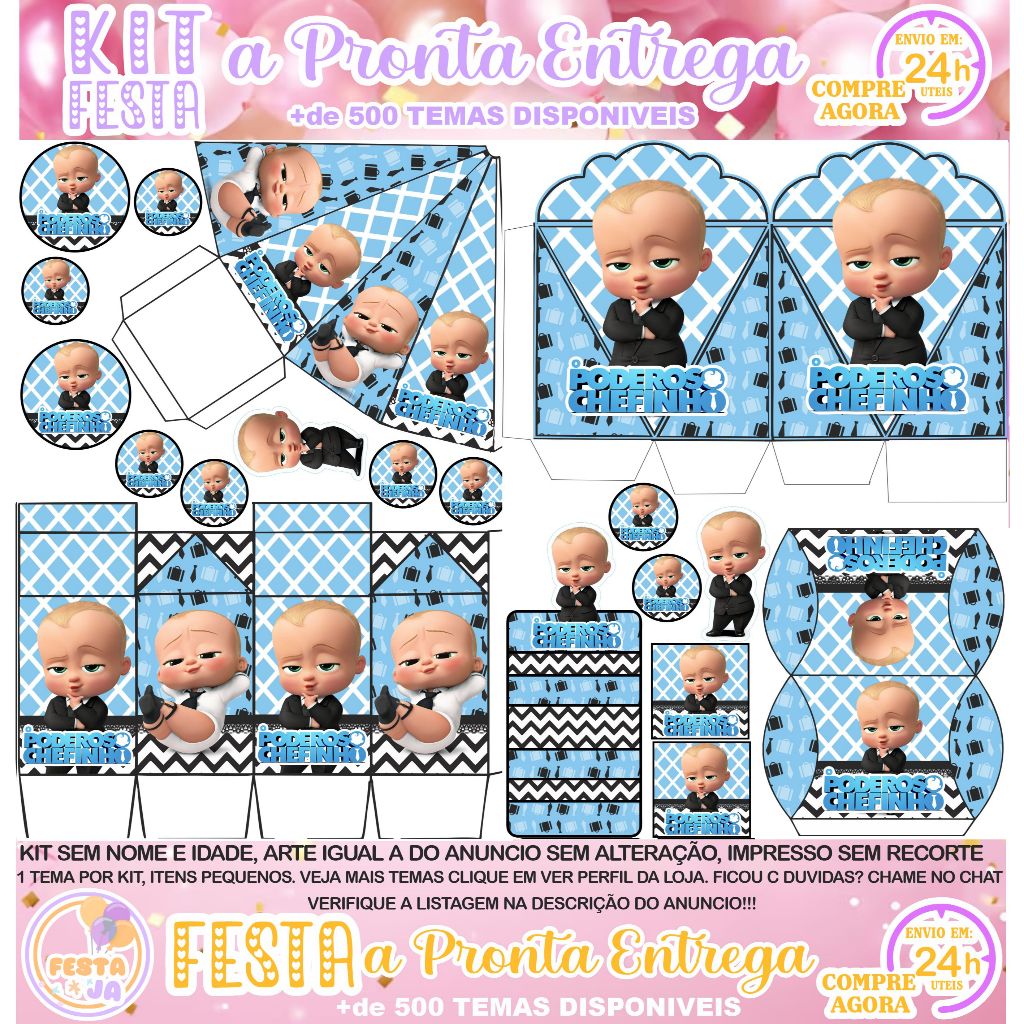95 ou 190 ITENS KIT LEMBRANCINHAS O PODEROSO CHEFINHO KIT FESTA CHEFINHO PEGUE E MONTE- ENVIO EM 24H UTEIS
