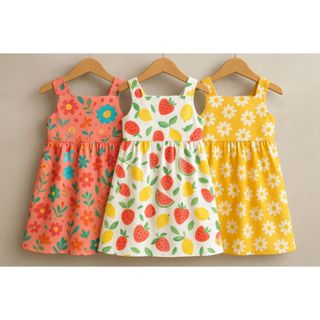 💕 Conjunto com 2 Vestidos Infantis – Algodão Macio e Estampas Lindas em Oferta na Shopee