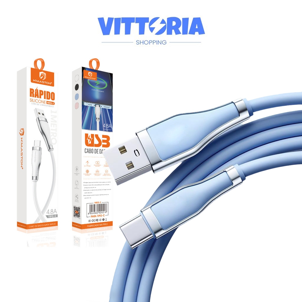 H'maston HB05 Cabo de carregamento de superfast charge 4.6A Conector V8 USB Type C / Lightning