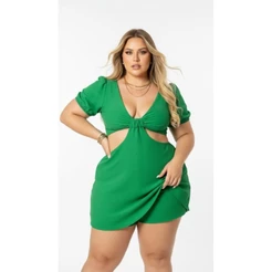 Macaquinho VESTIDO Feminino Plus Size Curto Short Saia Manga Princesa Confortável Tamanhos Grandes M AO G5 (36 AO 62)