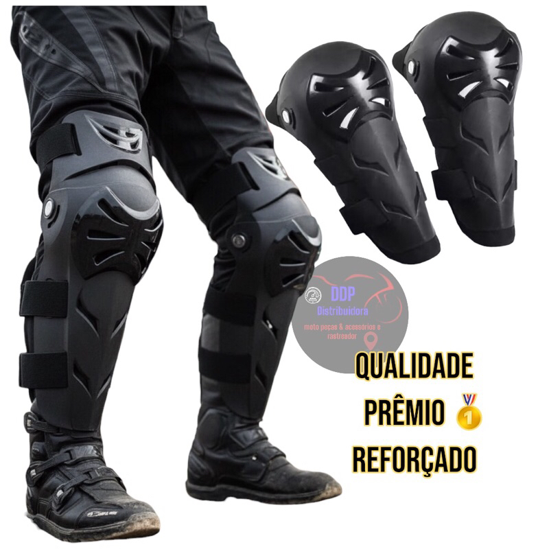 "Kit Joelheira e Cotoveleira Articulada Moto Trilha Enduro Skate Bike Proteção Esportiva Segurança" em Oferta na Shopee