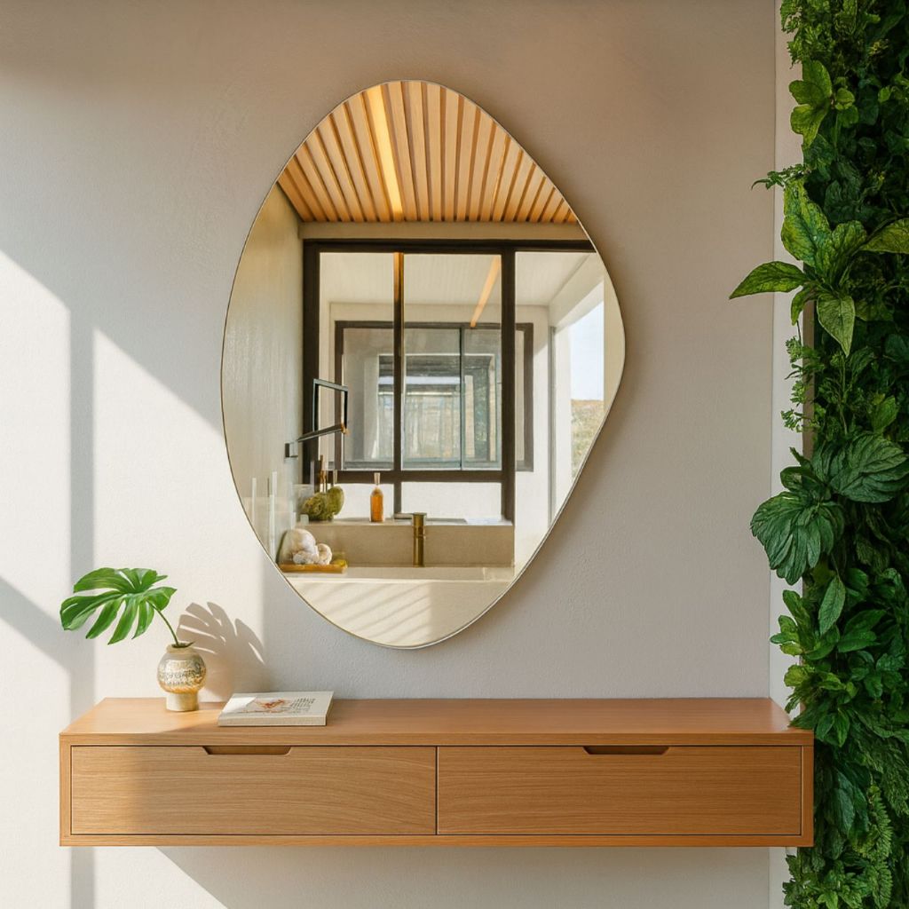 Espelho Orgânico Decorativo 60x40cm Lapidado Sala Banheiro Quarto em Oferta na Shopee