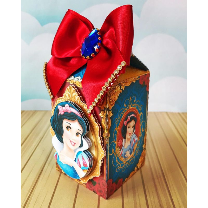 Caixinha Branca de Neve Personalizada 🎀 Lembrancinha de Festa Infantil Princesa 🍎 Caixa Versátil Espaçosa