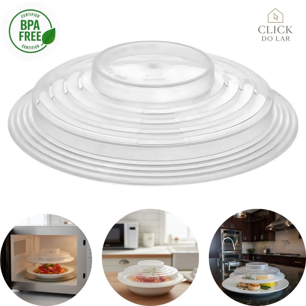 TAMPA PROTETORA DE ALIMENTOS PARA MICROONDAS TRANSPARENTE LIVRE DE BPA DE PLÁSTICO em Oferta na Shopee