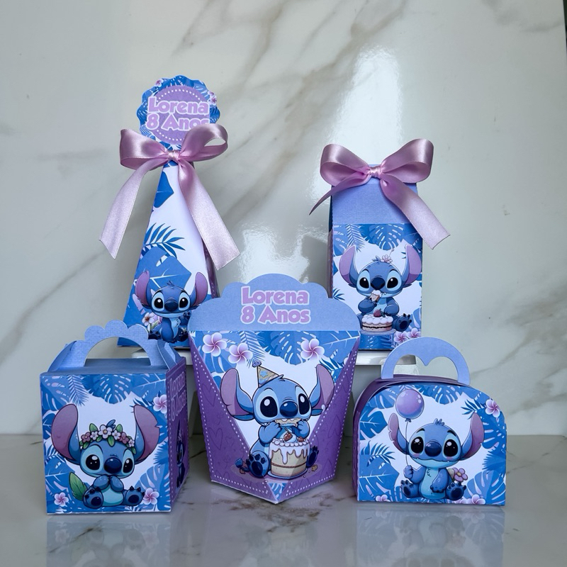 Kit Caixas Stitch Confeiteiro Lembrancinha Personalizada para Festa Aniversário Infantil