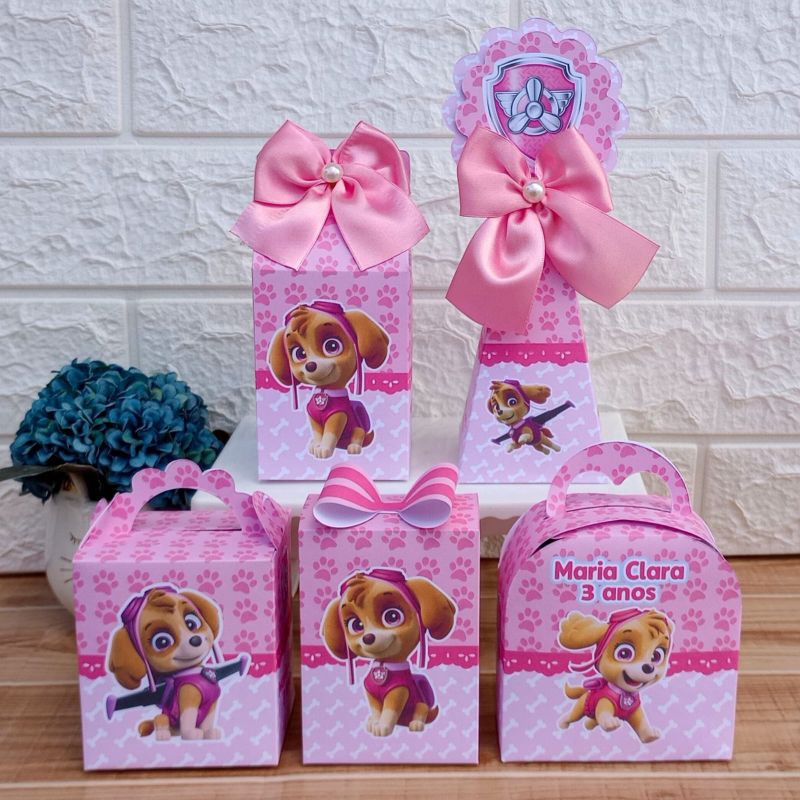 PEGUE E MONTE - Kit Festa Personalizados SKYE PATRULHA CANINA Lembrancinhas Caixinhas para festa