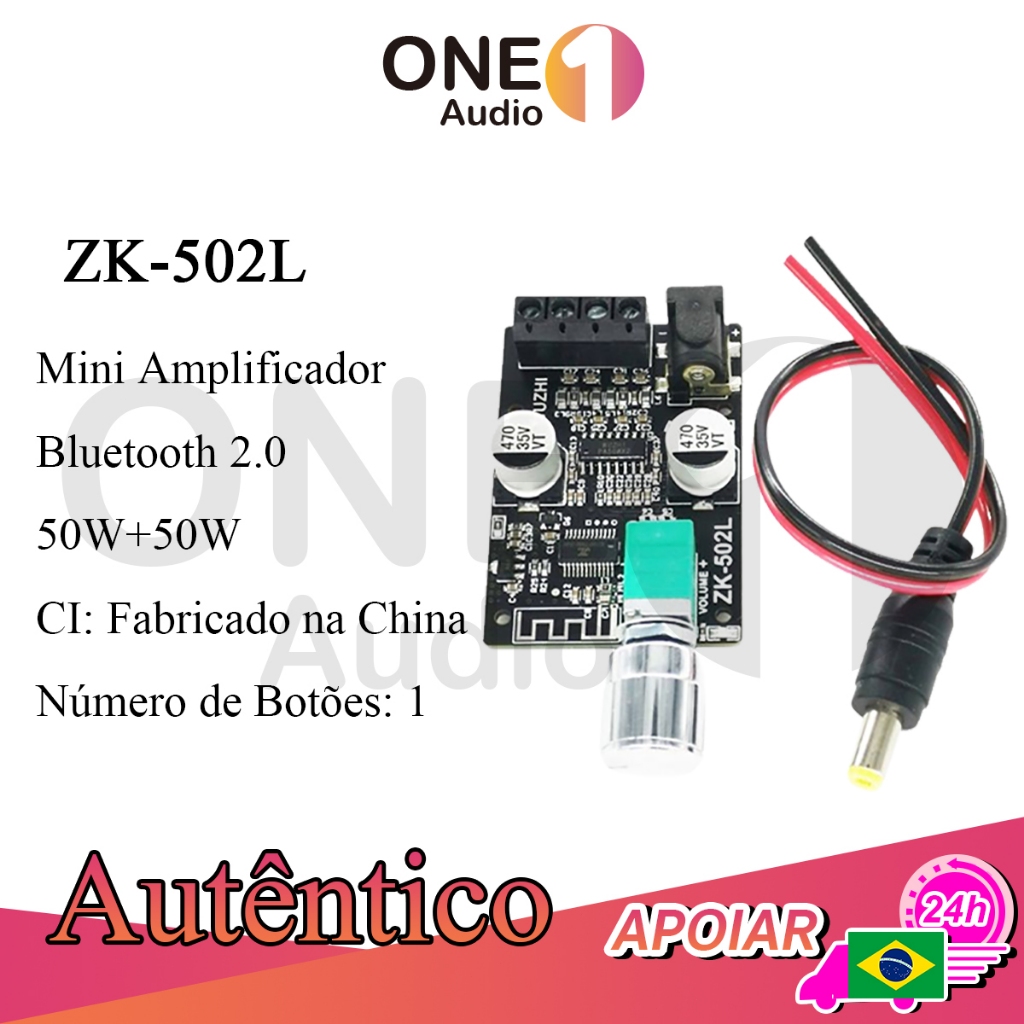 OneAudio [100% autêntico] ZK 502L Mini amplificador 50W * 2   Bluetooth 5.0  5-24v  Subwoof De Áudio De Potência