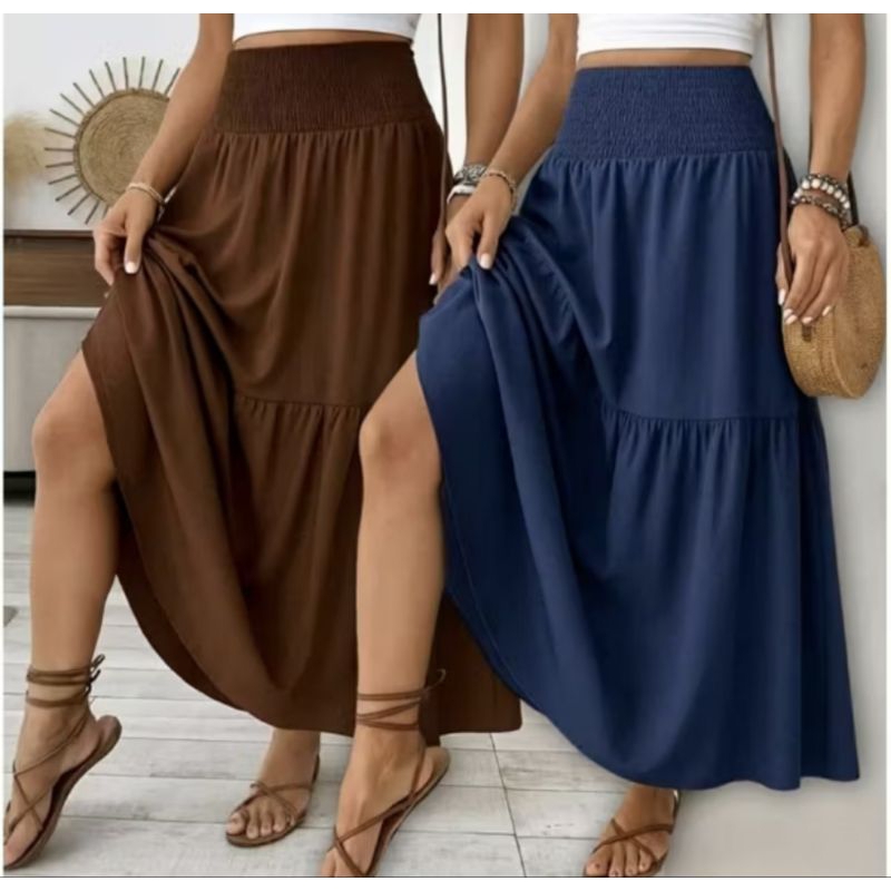 Saia  longa feminina  Elastek PLUS SIZE do P até G3 em Oferta na Shopee