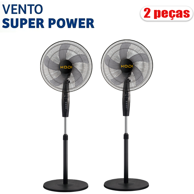 Ventilador De Coluna Preto 2 KIT Ventilador Turbo 6 Pás De Pé 110V Ajuste De Altura F15