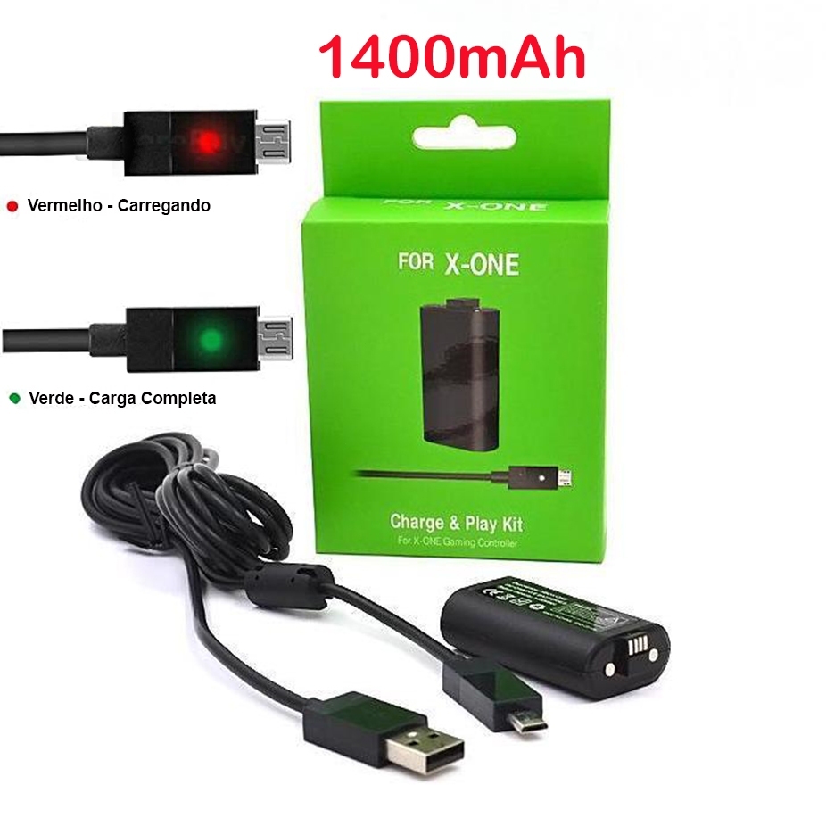 Carregue E Jogue Para Xbox One Bateria P/Controle + Cabo Usb em Oferta na Shopee