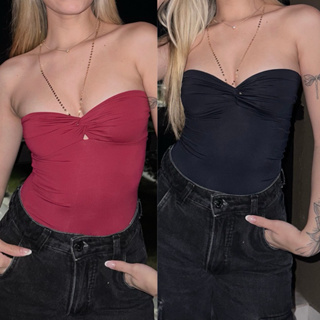 Kit Top Tomara Que Caia Feminino Antonella TikTok Torcidinho no Busto estilo balada justo em Oferta na Shopee