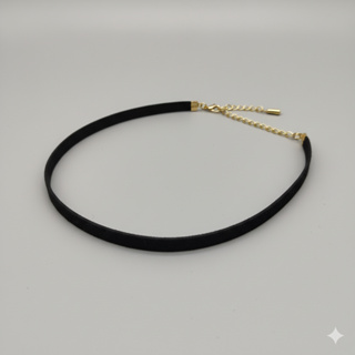 Choker Gargantilha Camurça Retrô Super Preto - Ajustável com Fecho Dourado em Oferta na Shopee