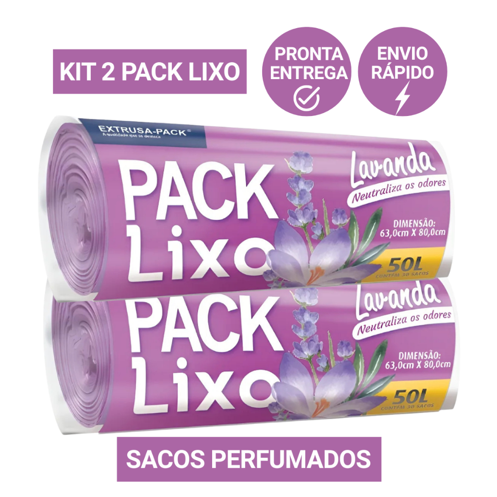 KIT 2 Sacos Perfumados com Lavanda 50 Litros com 30 sacos Anti Odor e Anti Insetos Resistênte