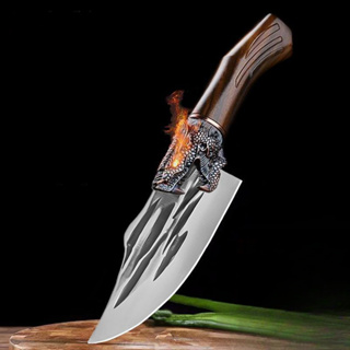 Personalizar faca manual afiada de aço inoxidável para cozinha de acampamento faca de campo e dar casca de couro em Oferta na Shopee