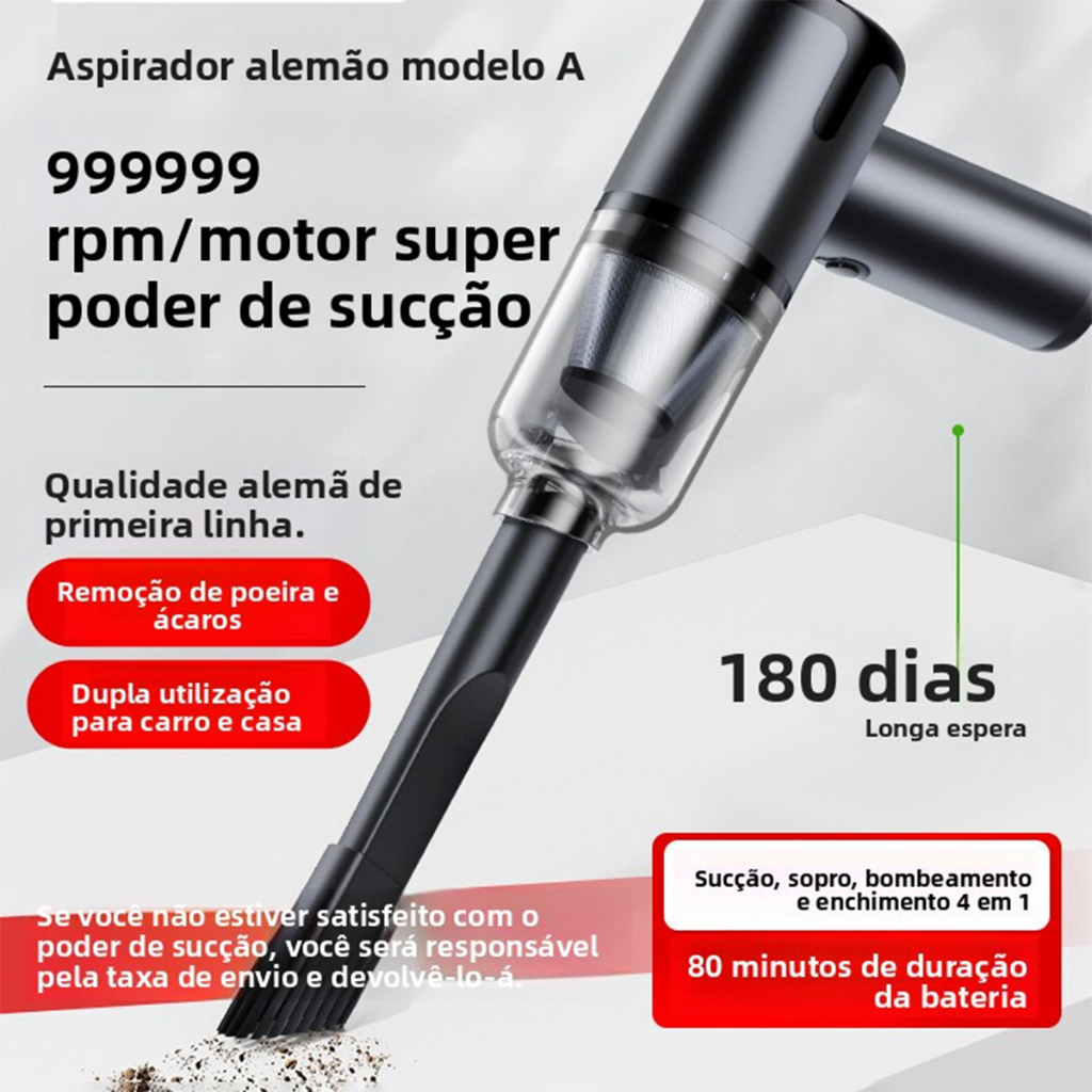 Mini Aspirador de Pó Portátil 3 em 1 110V 220V sem Fio Recarregável Potente Versão Atualizado para Casa Carro Sofá Cama