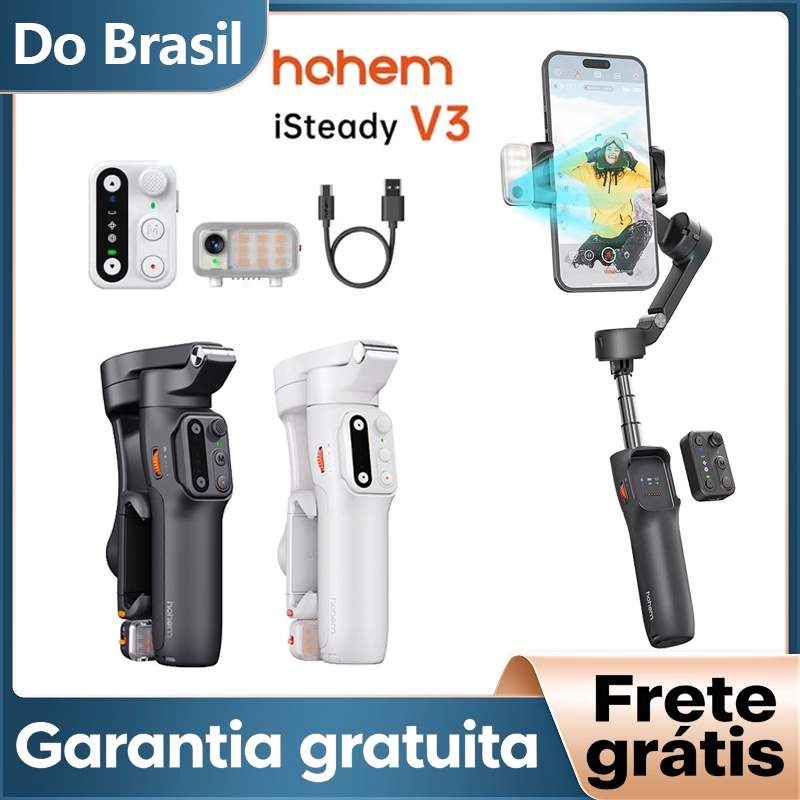 Hohem iSteady V3 Estabilizador Gimbal Celular Com Rastreamento Facial 3 Eixos Profissional Portátil com Controle Remoto