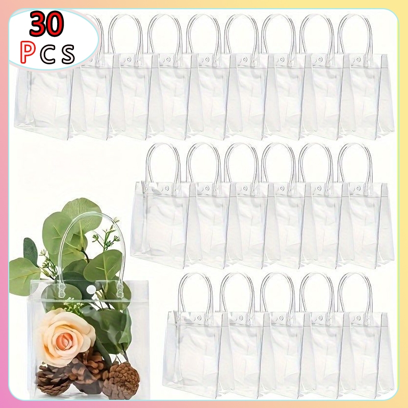 10/30 pacotes de bolsa com alça transparente para presentes de Natal casamentos e festa de aniversário em Oferta na Shopee