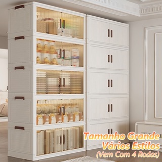 Armário multiuso Caixas De Armazenamento 3/5 Caixas Grande,Com Tampas e Porta Magnética para Casa Escritório em Oferta na Shopee