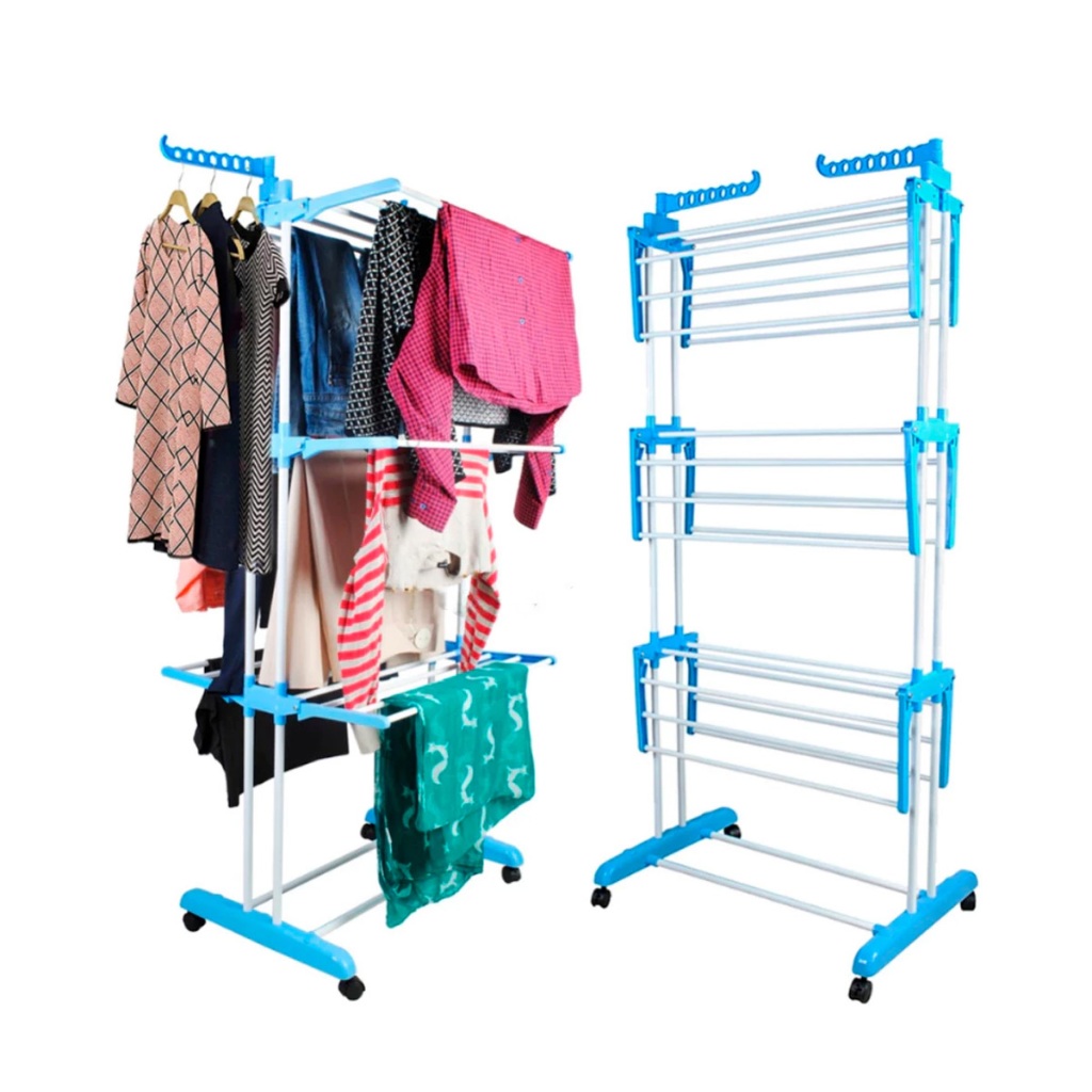 Varal De Chão Roupa Calcinha Grade 3 Andares Dobrável Portátil - Oliverhome