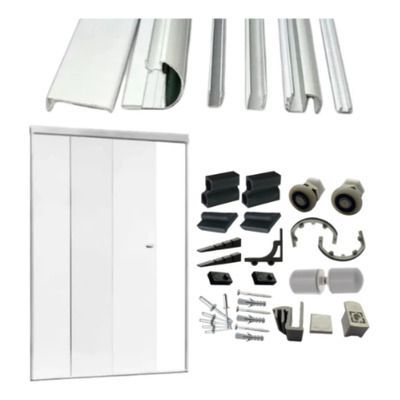 Kit box perfil de alumínio para instalação de box blindex frontal (1 vidro fixo ou vidro móvel) para vidro temperado 8mm