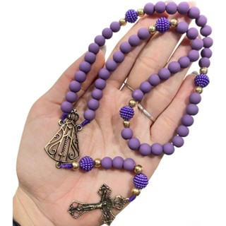 Terço Nossa Senhora Aparecida Roxo/ Cruz e metal bronze em Oferta na Shopee
