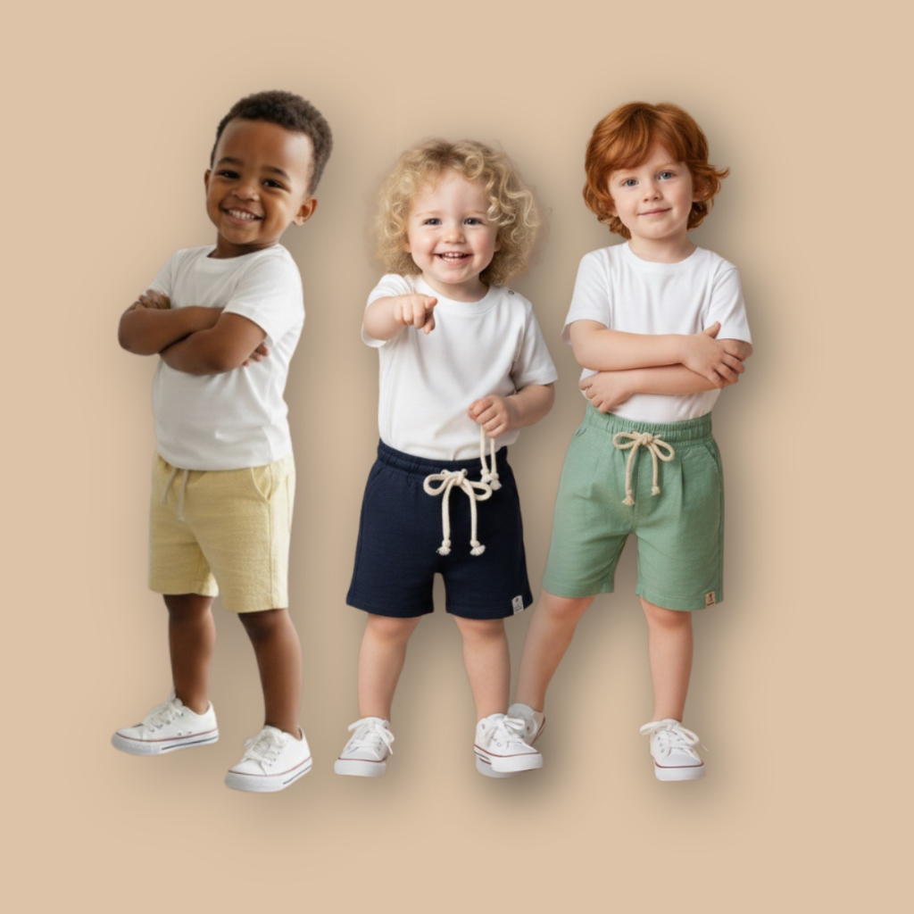 Combo 3 Peças Shorts Modelo Mauricinho Infantil Bebê Menino Linho com Cordão de Enfeite Bolsos