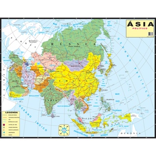 Mapa Da Asia Politico Escolar 120cmx90cm em Oferta na Shopee