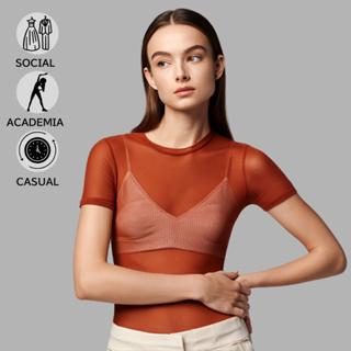 Blusa Tule Confortável Transparente Feminina Moderna Casual Lisa Moda Versátil Treino em Oferta na Shopee