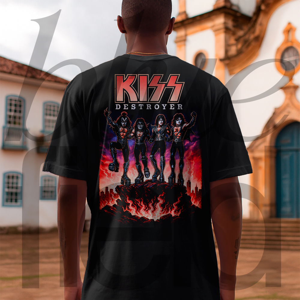 Camiseta Masculina Rock Streetwear Kiss Destroyer 029 Malha Algodão