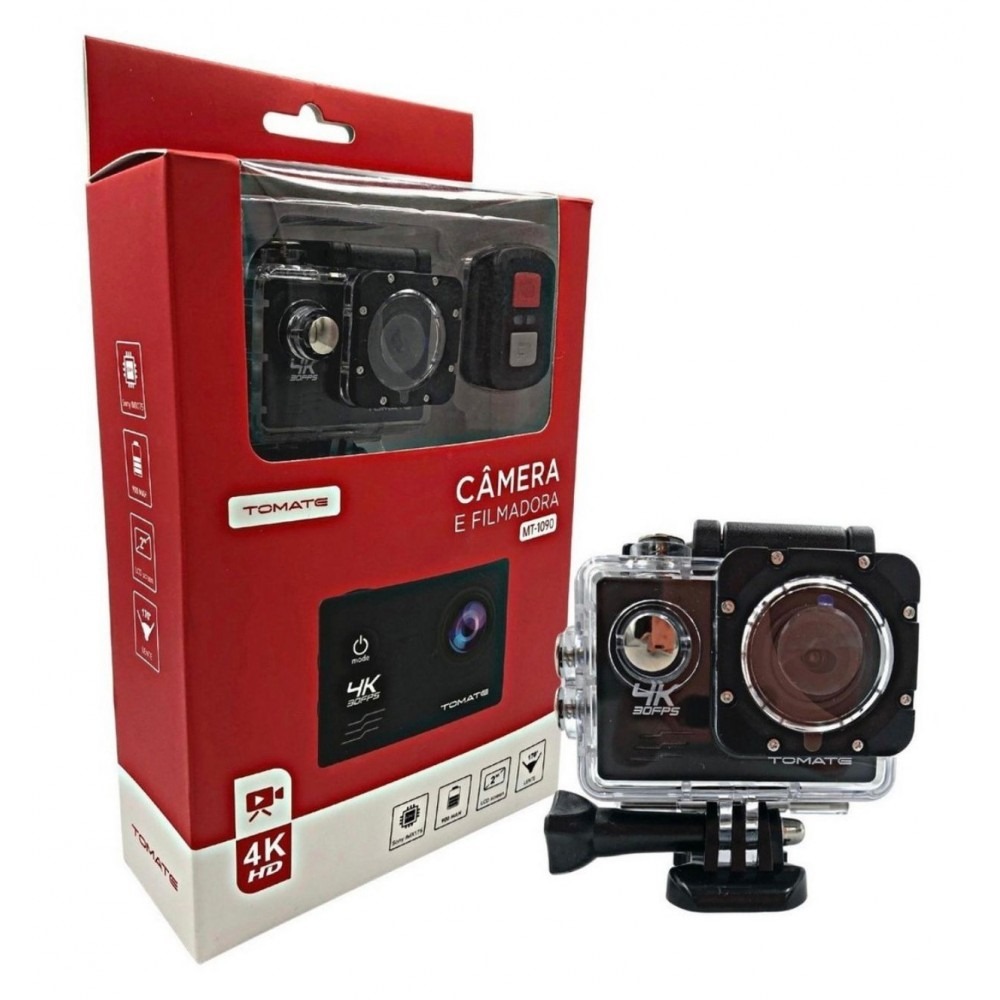 Câmera e Filmadora Tomate MT-1090 – 4K Ultra HD com Controle Remoto e Acessórios