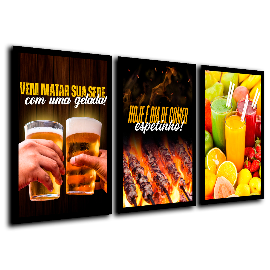 Quadros Decorativos Espetinho Suco Natural Cerveja Bar em Oferta na Shopee