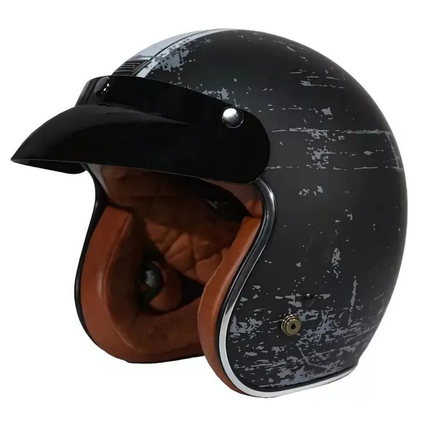 CAPACETE ABERTO ORIGINE CUSTOM PRIMO RELIC PRETO CAVEIRA URBANO COM PALA PROMOÇÃO