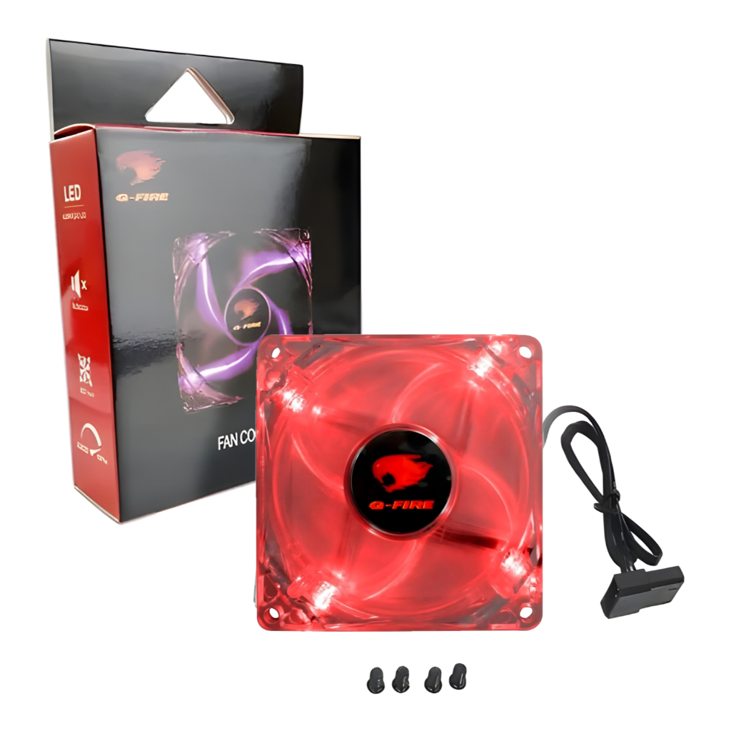 Cooler Fan Gamer 80mm 8cm Com Led Vermelho Para Gabinete Cpu