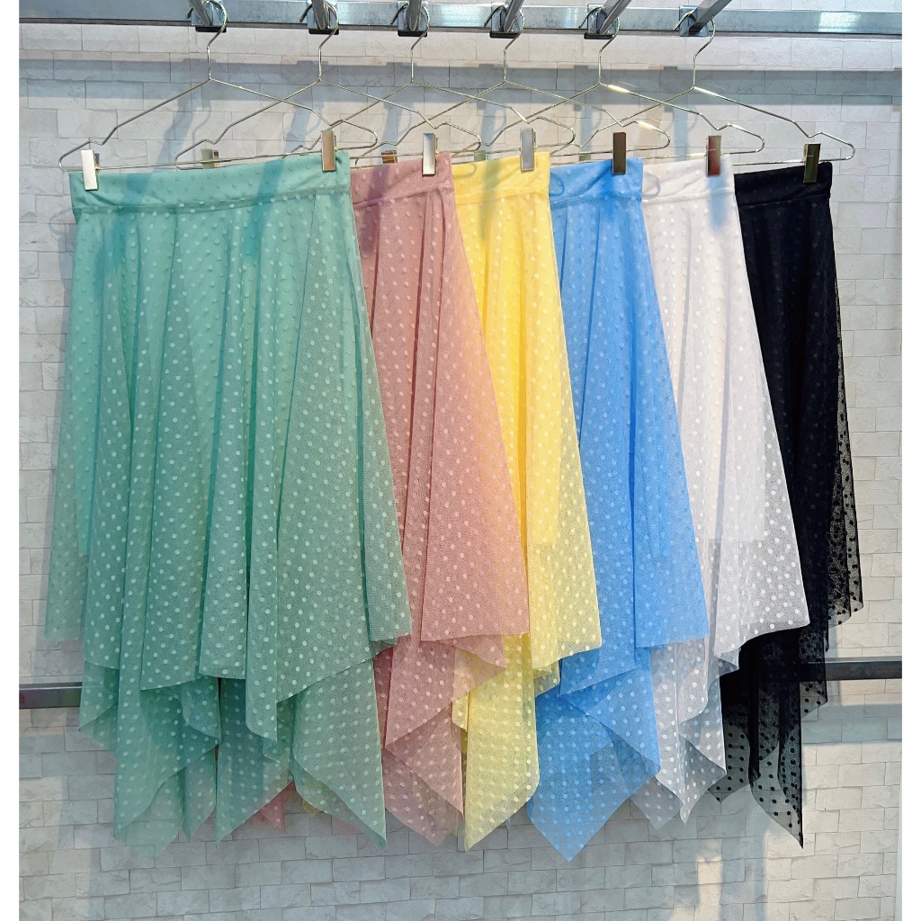 Saia Tule Midi em Tule Poa Forrada em Oferta na Shopee